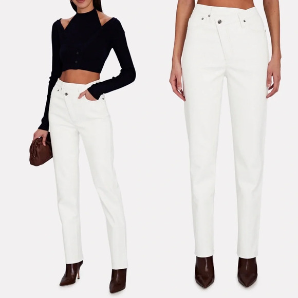 NWT Agolde Criss Cross Reycled Leather Pants in White Size 26 Revolve